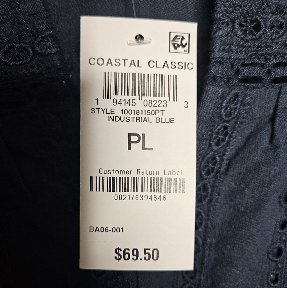 NWT Style & Co Coastal Classic Eyelet Ruffle Trim Long Sleeve Lightweight Blouse - Picture 5 of 9